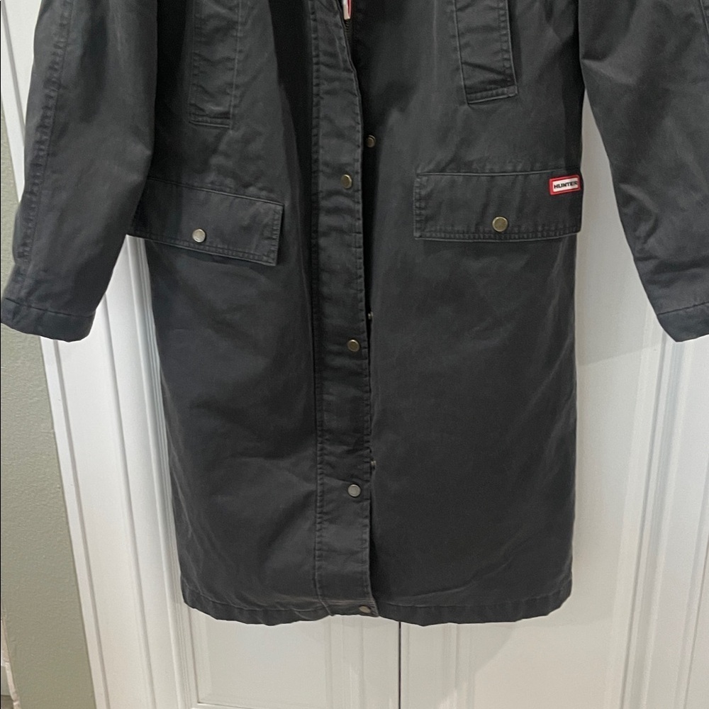 NWT HUNTER long winter hooded coat Ellie Waxed Like Padded Parka Black M - Picture 5 of 17